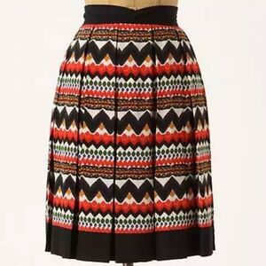 Fei Anthropologie Skirt Midi Multicolored Black Motif Print Artsy Pockets 12 New